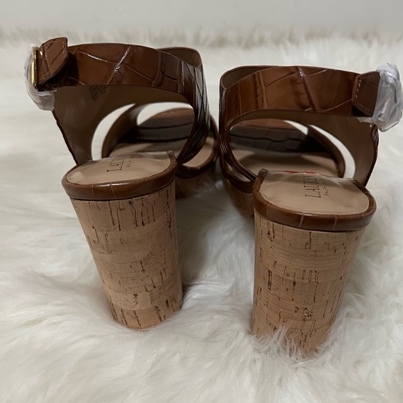 LAUREN Ralph Lauren Feona Crocodile-Embossed Leather Sandal Sz 11 - Picture 13 of 16